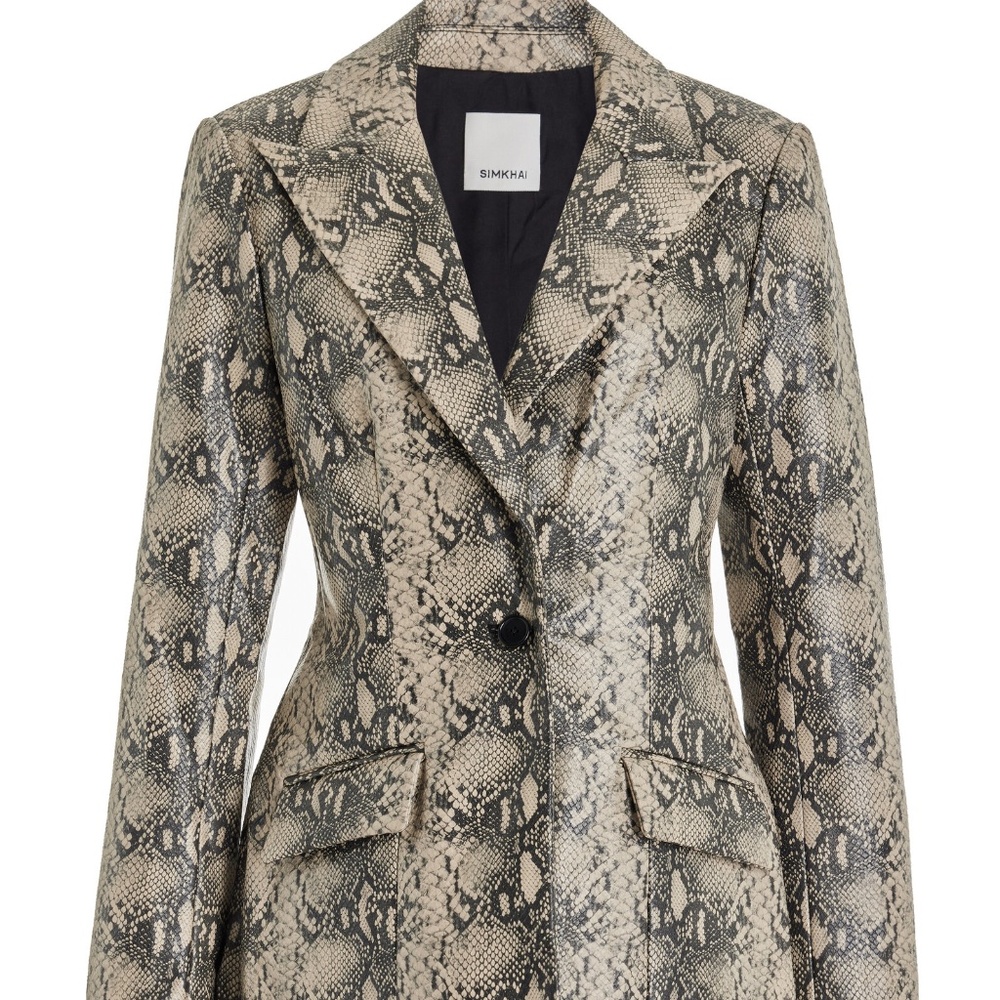 NWT Jonathan SIMKHAI Afia Snake-Effect Blazer US 8
